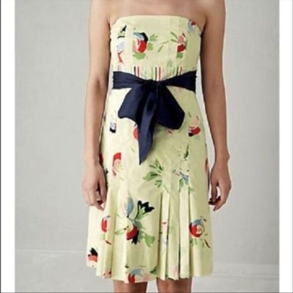 Anthropologie Maeve Inagua Halter Strapless Floral Print Dress Feminine - Picture 1 of 15